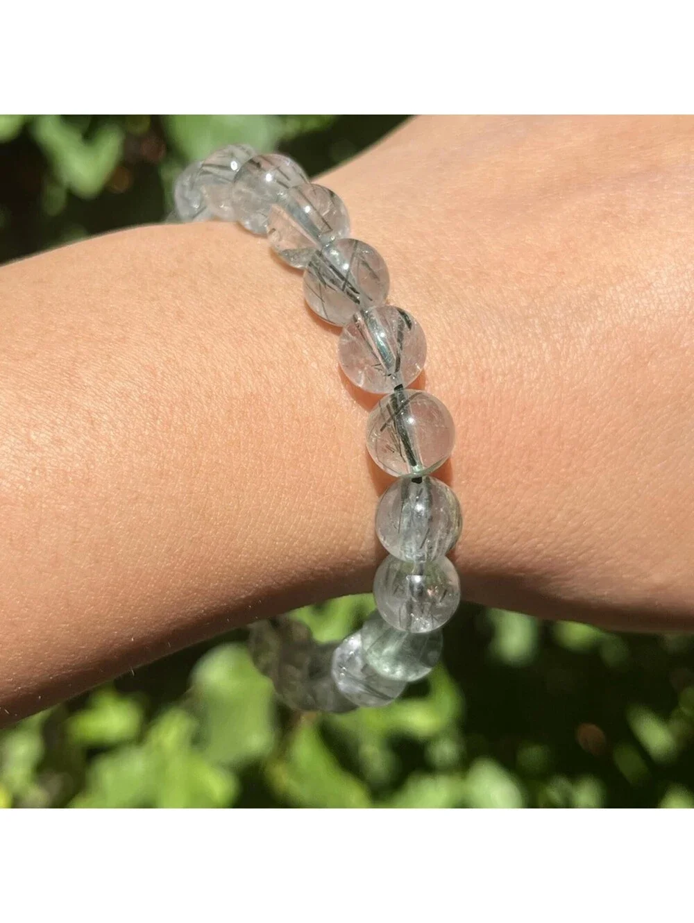 9.5mm stretchable green rutilated quartz bracelet 1832